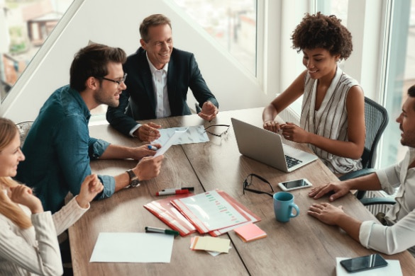 corporate team members at a business conference